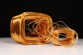 Copper windings different sizes from electric current transformers Royalty Free Stock Photo