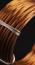 Copper Wire Cable Coil on Black Background Royalty Free Stock Photo