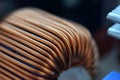 Copper wire inductor blurred image, macro, computer, non-ferrous metal