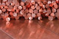 Copper wire raw materials, metals industry and stock market Royalty Free Stock Photo