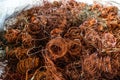 copper wire scrap from electric cable recycling. Royalty Free Stock Photo