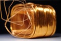 Copper wire of the step-down single-phase transformer Royalty Free Stock Photo