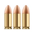 Coppered bullets with gloss effect. Royalty Free Stock Photo