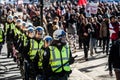 Cops Following the Marchers to make sure everything is under Co