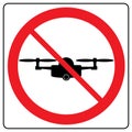 Copter launch forbidden - no air drone allowed sign, quadrocopter flight banned