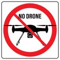 Copter launch forbidden - no air drone allowed sign, quadrocopter flight banned