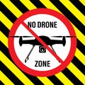 Copter launch forbidden - no air drone allowed sign, quadrocopter flight banned