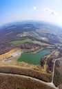 Copter to a clay pit with a lake