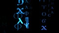 Coptic script glyphs in the matrix style 3d falling at full speed