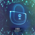 Coputer internet cyber security background. Cyber crime vector illustration. digital lock