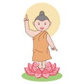 Baby Buddha Siddharta pose after born.