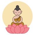 Calm buddha Illustration meditating in a Lotus