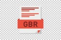 Vector illustration of GBR document icon on transparent background symbolizing document format or type Royalty Free Stock Photo