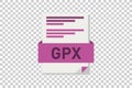Vector illustration of GPX document icon on transparent background symbolizing document format or type Royalty Free Stock Photo
