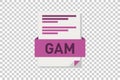 Vector illustration of GAM document icon on transparent background symbolizing document format or type Royalty Free Stock Photo