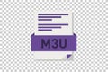 Vector illustration of M3U document icon on transparent background symbolizing document format or type Royalty Free Stock Photo