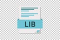 Vector illustration of LIB document icon on transparent background symbolizing document format or type Royalty Free Stock Photo