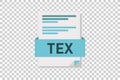 Vector illustration of TEX document icon on transparent background symbolizing document format or type Royalty Free Stock Photo