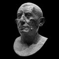 Copy of ancient statue Lucius Caecilius Iucundus. Head and shoulders detail of the ancient man sculpture. Antique face Royalty Free Stock Photo