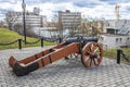 A copy of an artillery cannon from the time of Peter 1 on the observation deck of the exhibition center