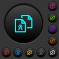 Copy certificate dark push buttons with color icons