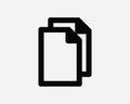 Copy Document Icon. Duplicate File Two Double Page Paper Form Note Computer. Black White Sign Symbol EPS Vector