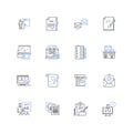 Copy editing line icons collection. Proofreading, Grammar, Punctuation, Clarity, Accuracy, Consistency, Syntax vector