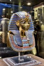 Copy of famous golden mask of young pharaoh Tutankhamun in Tutankhamun museum.