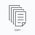 Copy flat line icon. Vector outline illustration of four paper pages. Black thin linear pictogram for document Royalty Free Stock Photo