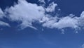 Copy free space for text on deep blue sky background with white puffy & fluffy cumulus or cumulonimbus cloud