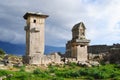 Copy of the Harpies monument and a pillar tomb at Xanthos Royalty Free Stock Photo