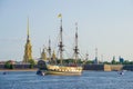 Copy of the old Russian sailing ship `Poltava`, Saint Petersburg Royalty Free Stock Photo
