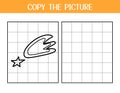 Copy the picture activity page for kids. Draw and color a falling star using the example