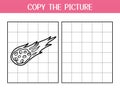 Copy the picture activity page for kids. Draw and color meteorite using the example