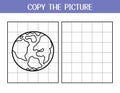 Copy the picture activity page for kids. Draw and color a planet Earth using the example