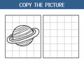 Copy the picture activity page for kids. Draw and color a planet Saturn using the example