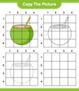 Copy the picture, copy the picture of Coconut using grid lines. Educational children game, printable worksheet, vector