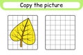 Copy the picture and color leaf birch. Complete the picture. Finish the image. Coloring book. Educational drawing exercise game Royalty Free Stock Photo