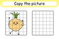 Copy the picture and color onion. Complete the picture. Finish the image. Coloring book. Educational drawing exercise game for