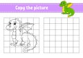 Copy the picture. Coloring book pages for kids. Education developing worksheet. Game for children. Handwriting practice. Cartoon Royalty Free Stock Photo
