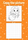 Copy the picture. Coloring book pages for kids. Education developing worksheet. Game for children. Handwriting practice. Funny Royalty Free Stock Photo