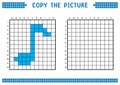 Copy the picture, complete the grid image. Educational worksheets drawing with squares, coloring areas. Musical notes.