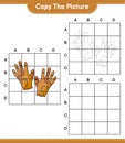 Copy the picture, copy the picture of Golf Gloves using grid lines. Educational children game, printable worksheet, vector