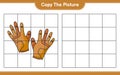 Copy the picture, copy the picture of Golf Gloves using grid lines. Educational children game, printable worksheet, vector