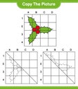 Copy the picture, copy the picture of Holly Berries using grid lines. Educational children game