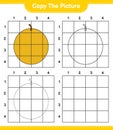 Copy the picture, copy the picture of Honey Melon using grid lines. Educational children game, printable worksheet, vector