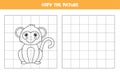 Copy the picture. Cute monkey. Logical game for kids Royalty Free Stock Photo