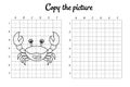 Copy the picture. Draw by grid. Coloring book pages for kids. Handwriting practice, drawing skills training. Education developing Royalty Free Stock Photo