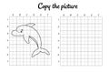 Copy the picture. Draw by grid. Coloring book pages for kids. Handwriting practice, drawing skills training. Education developing Royalty Free Stock Photo