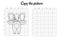 Copy the picture. Draw by grid. Coloring book pages for kids. Handwriting practice, drawing skills training. Education developing Royalty Free Stock Photo